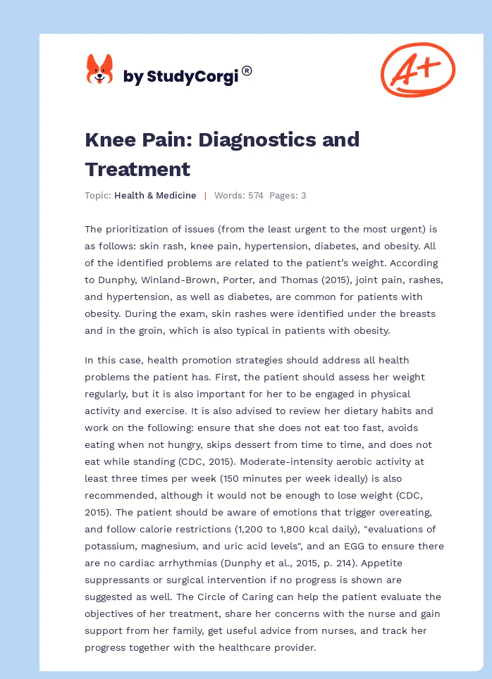 Knee Pain: Diagnostics and Treatment. Page 1