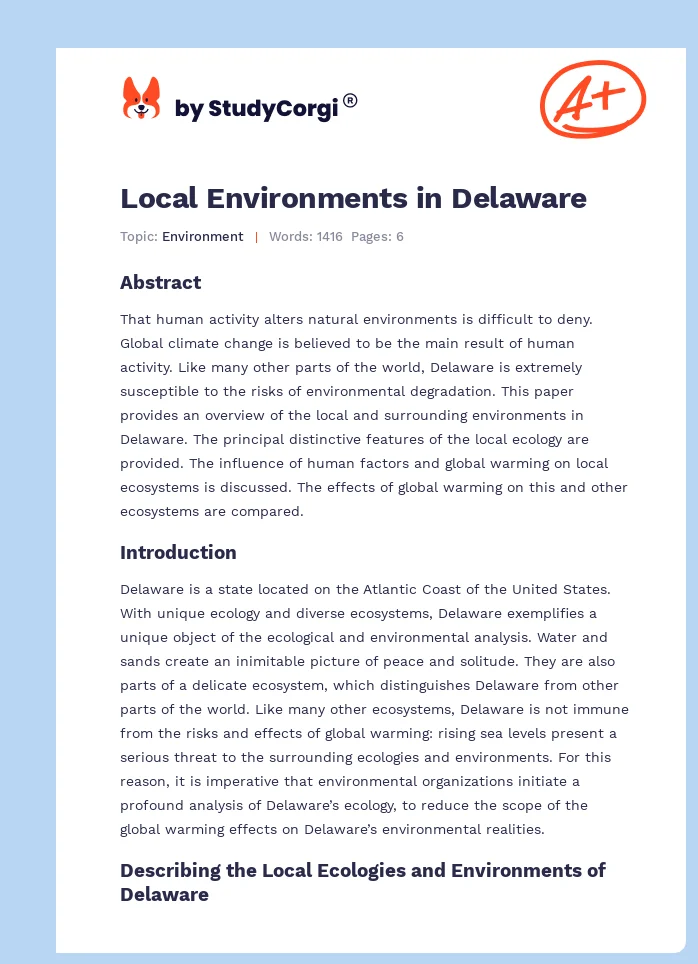Local Environments in Delaware. Page 1