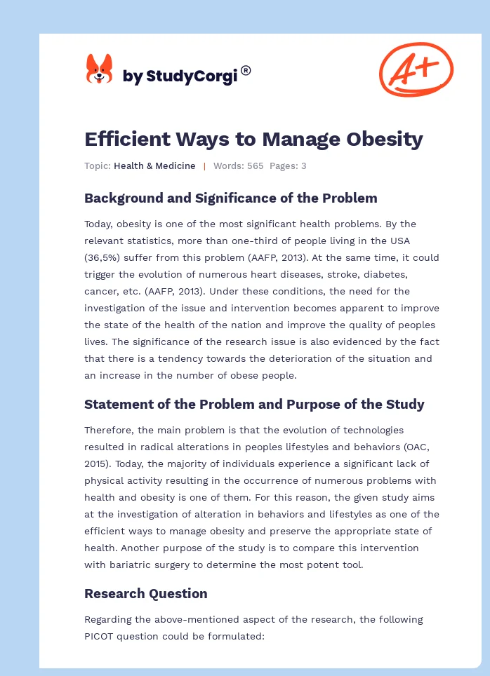 Efficient Ways to Manage Obesity. Page 1