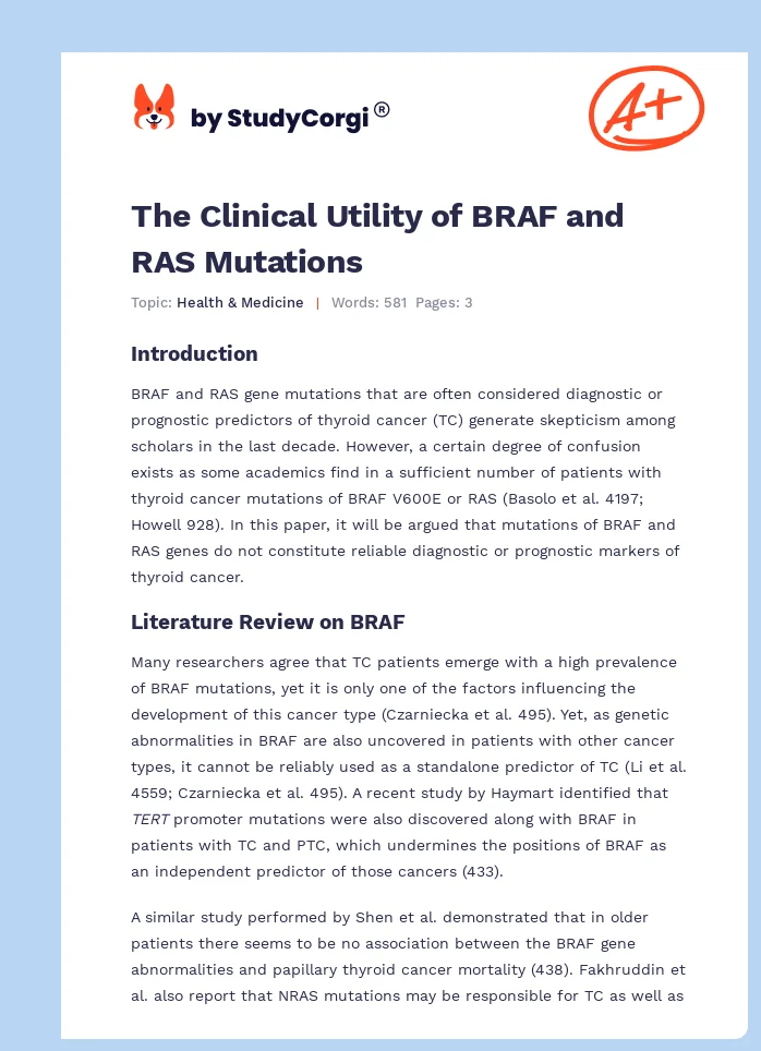 The Clinical Utility of BRAF and RAS Mutations. Page 1