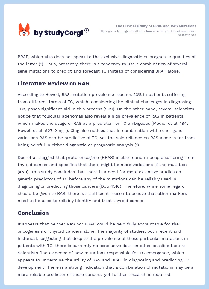 The Clinical Utility of BRAF and RAS Mutations. Page 2