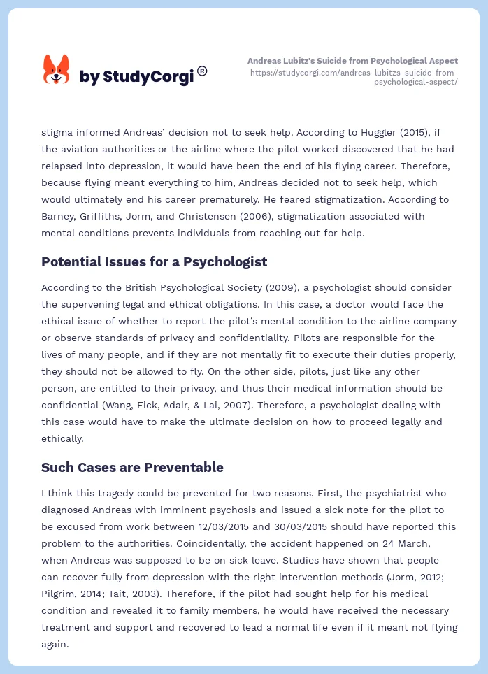 Andreas Lubitz's Suicide from Psychological Aspect. Page 2