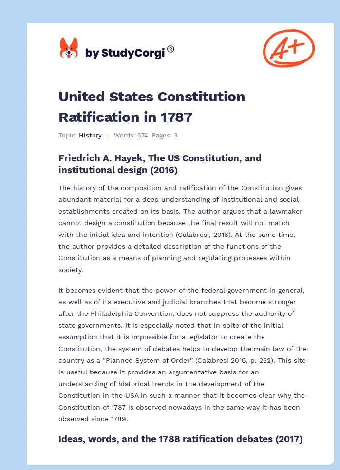 United States Constitution Ratification in 1787. Page 1