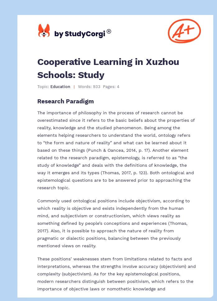 Cooperative Learning in Xuzhou Schools: Study. Page 1