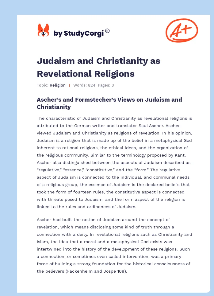 Judaism and Christianity as Revelational Religions. Page 1
