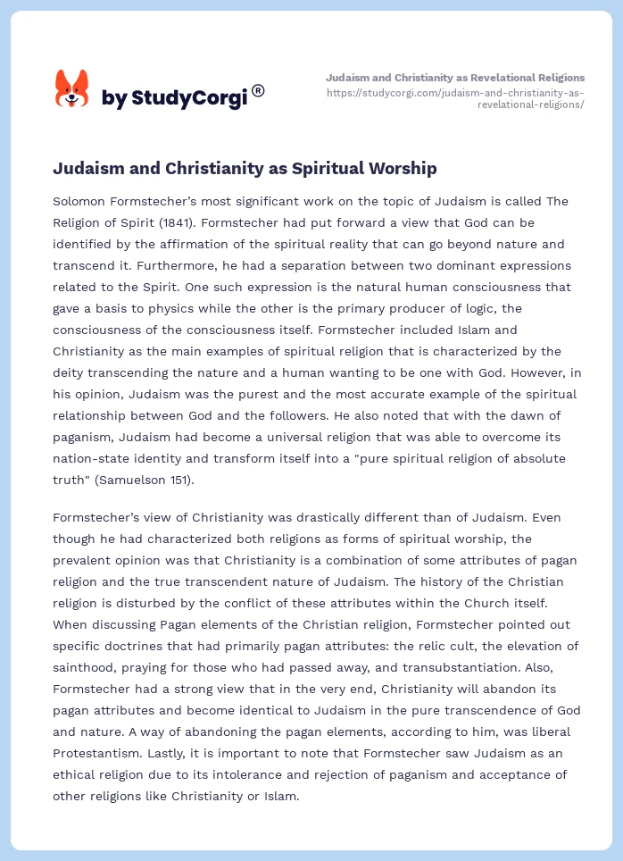Judaism and Christianity as Revelational Religions. Page 2