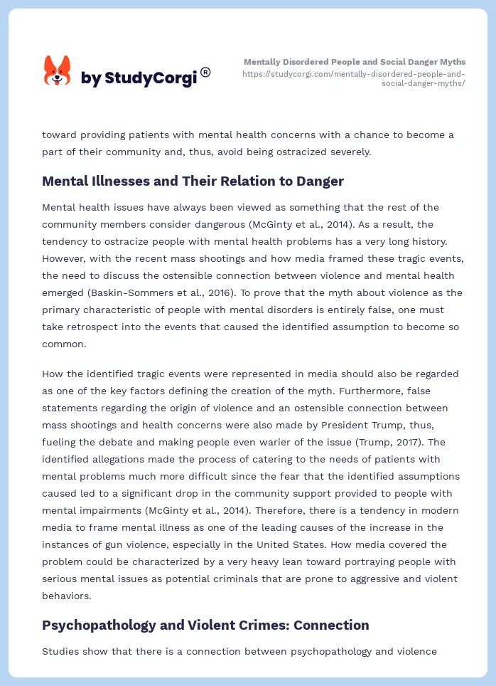 Mentally Disordered People and Social Danger Myths. Page 2