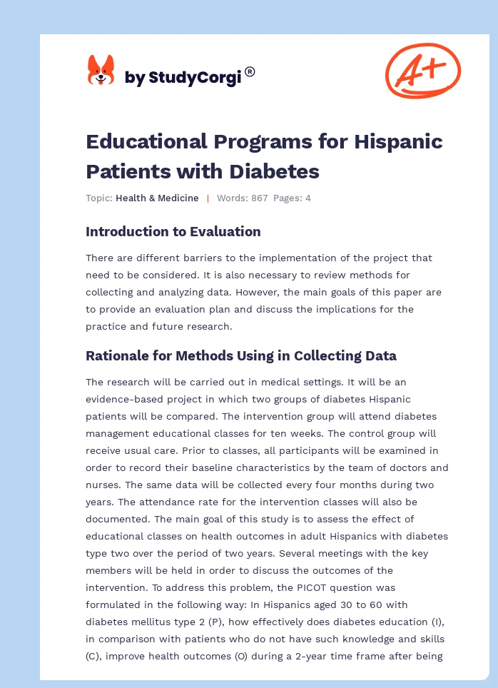 Educational Programs for Hispanic Patients with Diabetes. Page 1