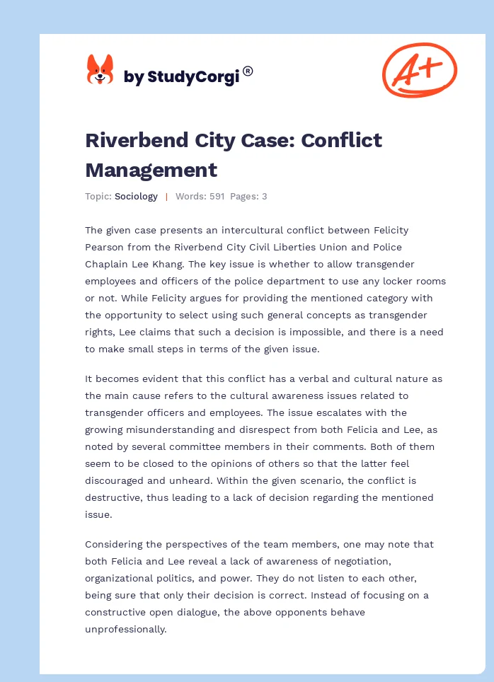 Riverbend City Case: Conflict Management. Page 1