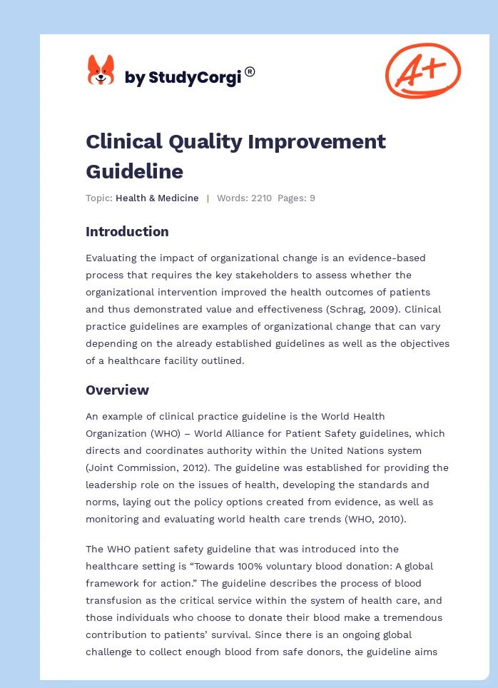 Clinical Quality Improvement Guideline. Page 1