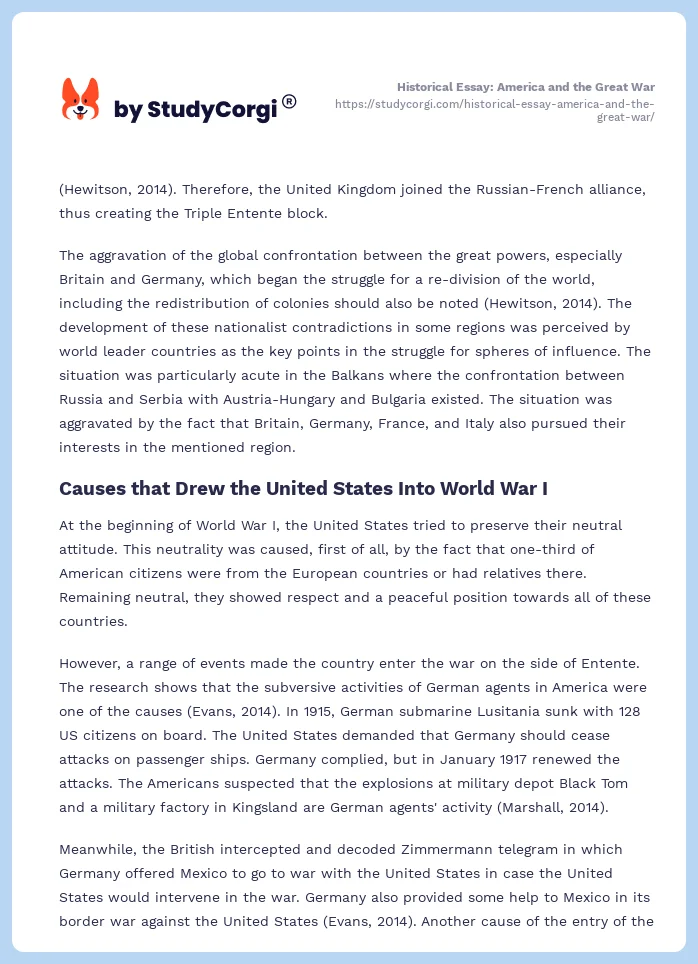 Historical Essay: America and the Great War. Page 2