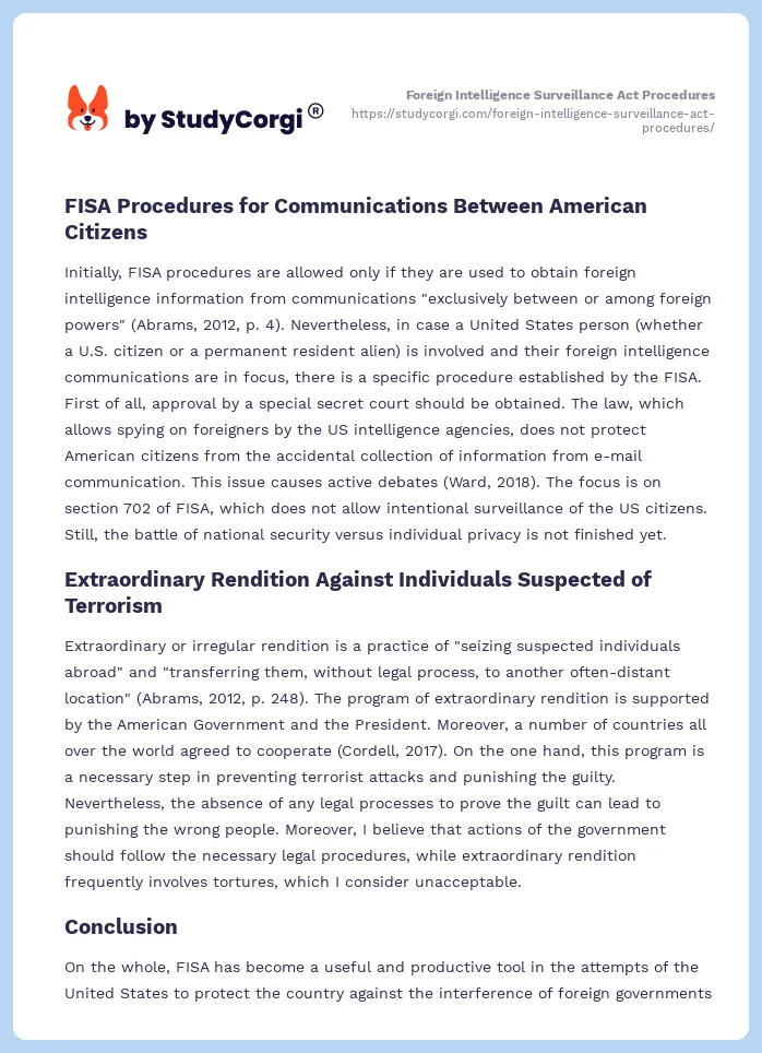 Foreign Intelligence Surveillance Act Procedures. Page 2
