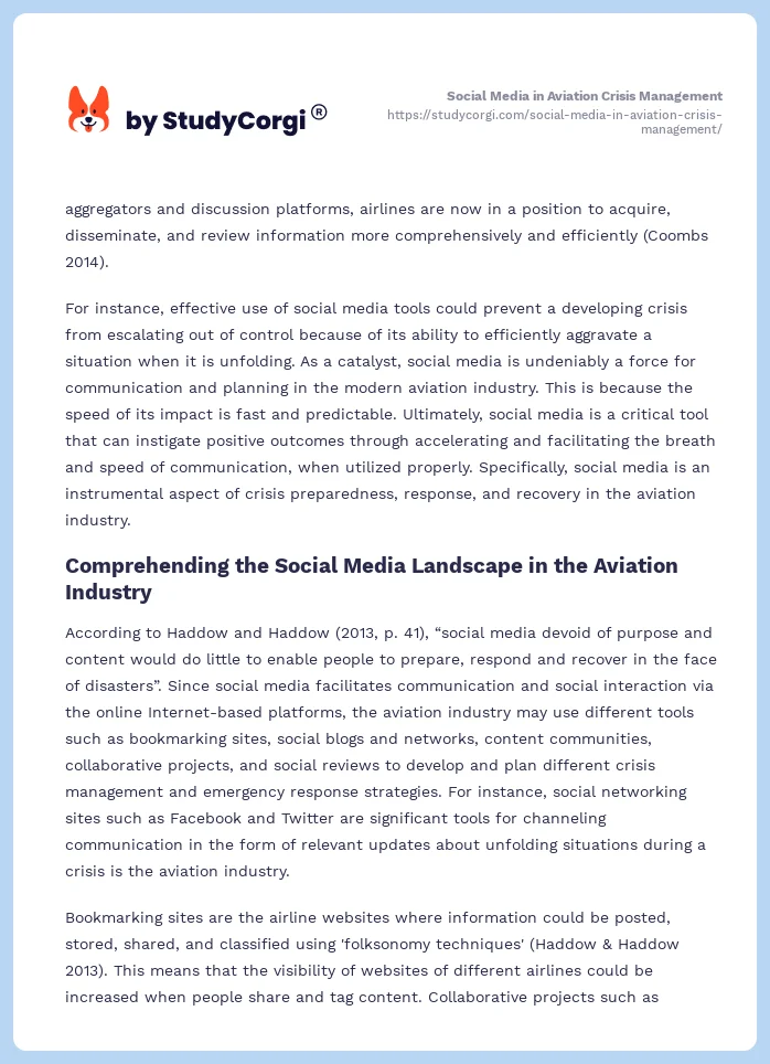 Social Media in Aviation Crisis Management. Page 2