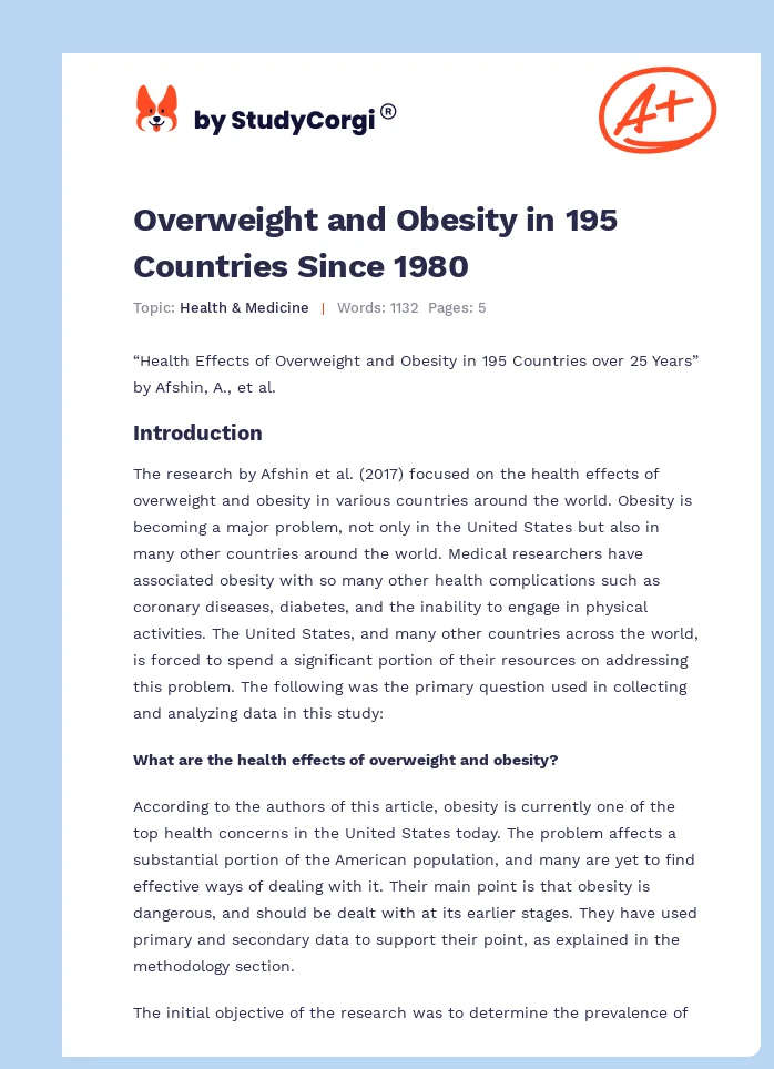 Overweight and Obesity in 195 Countries Since 1980. Page 1