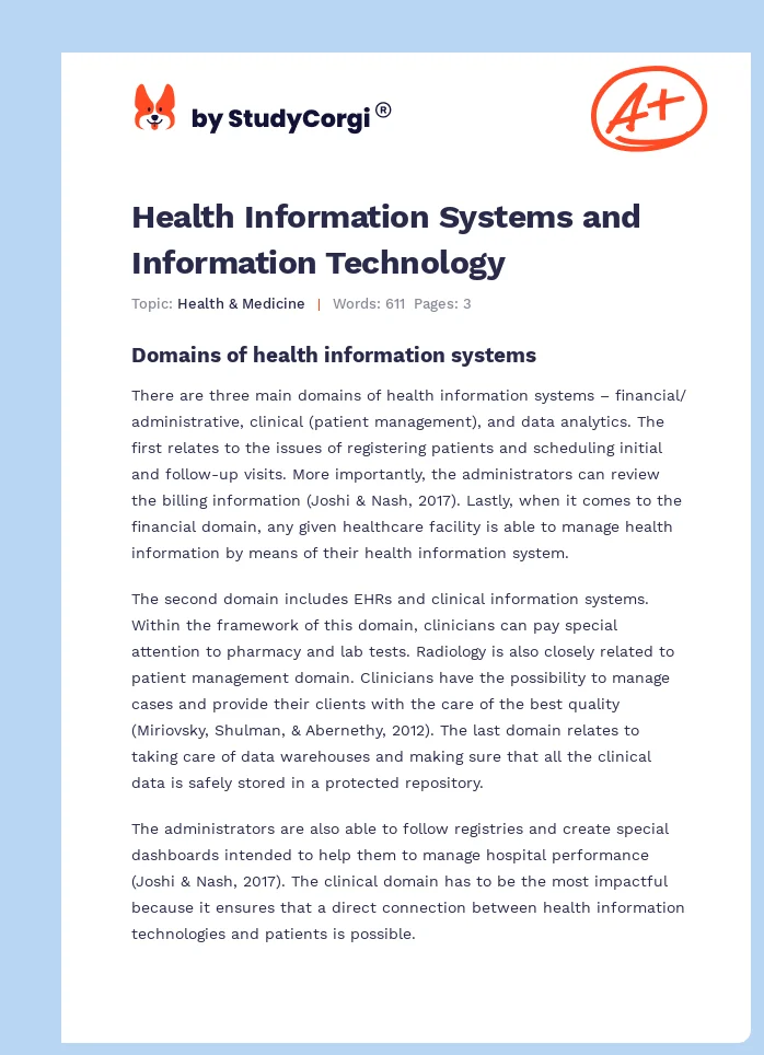 Health Information Systems and Information Technology. Page 1