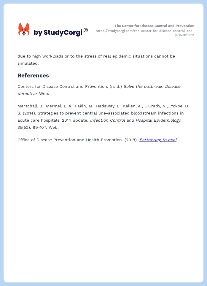 The Center for Disease Control and Prevention. Page 2