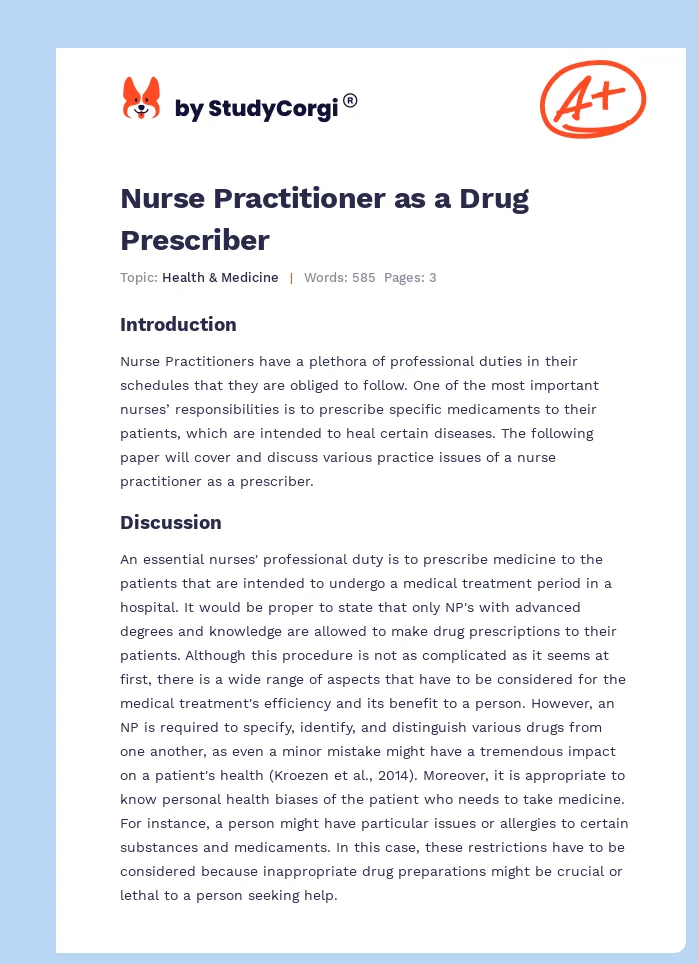 Nurse Practitioner as a Drug Prescriber. Page 1