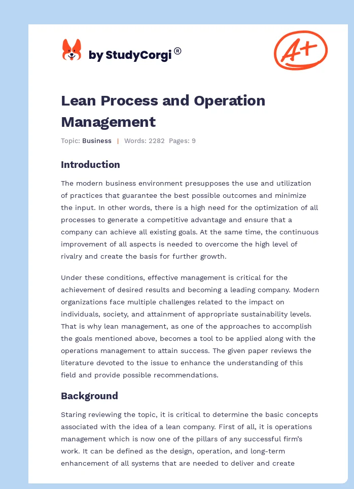 Lean Process and Operation Management. Page 1