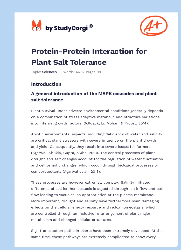 Protein-Protein Interaction for Plant Salt Tolerance. Page 1