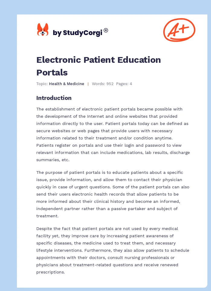 Electronic Patient Education Portals. Page 1