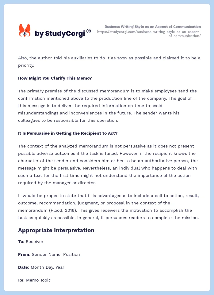 Business Writing Style as an Aspect of Communication. Page 2