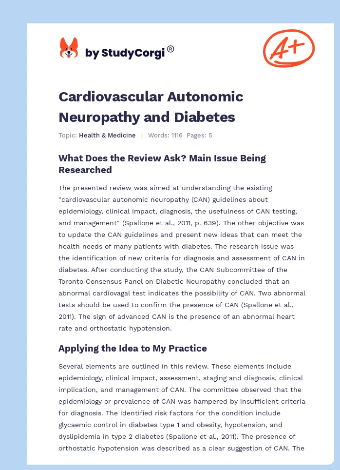 Cardiovascular Autonomic Neuropathy and Diabetes. Page 1