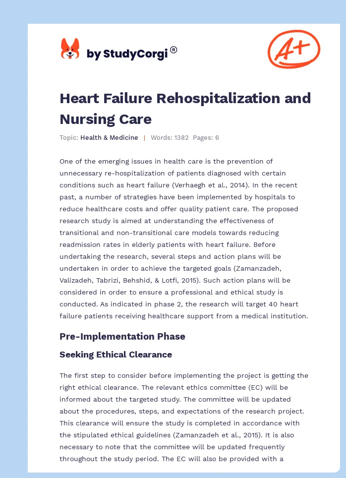 Heart Failure Rehospitalization and Nursing Care. Page 1