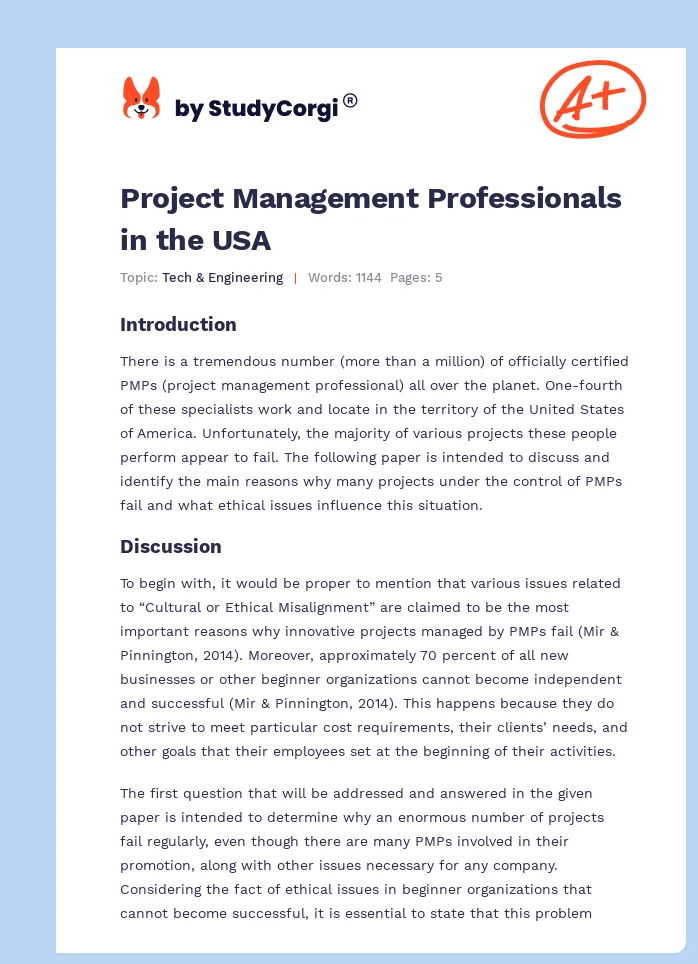 Project Management Professionals in the USA. Page 1