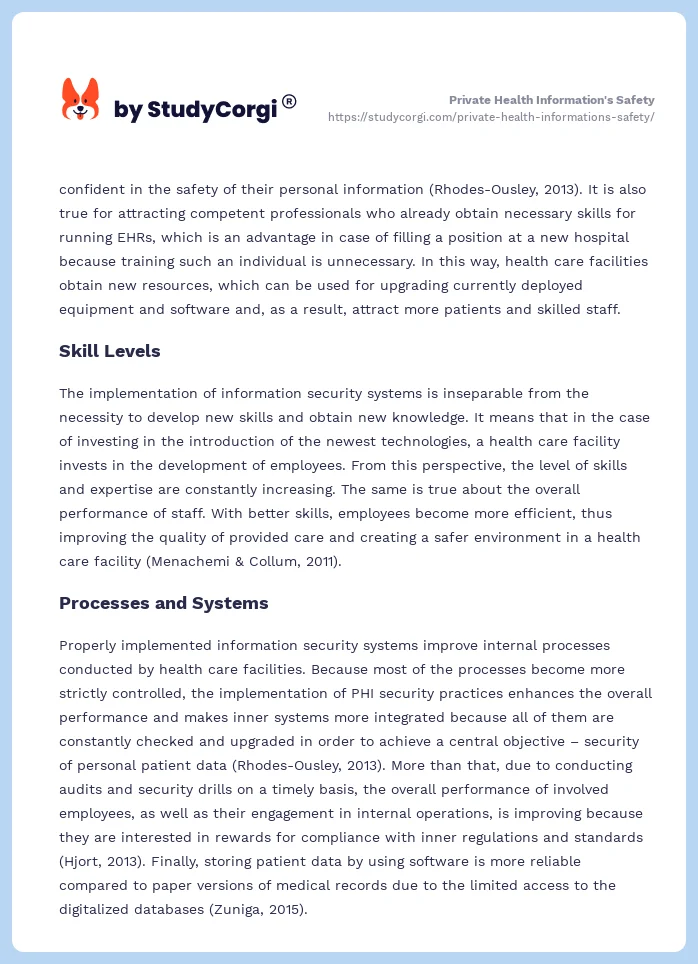 Private Health Information's Safety. Page 2