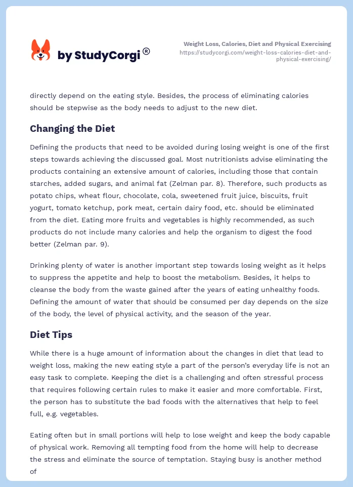 Weight Loss, Calories, Diet and Physical Exercising. Page 2