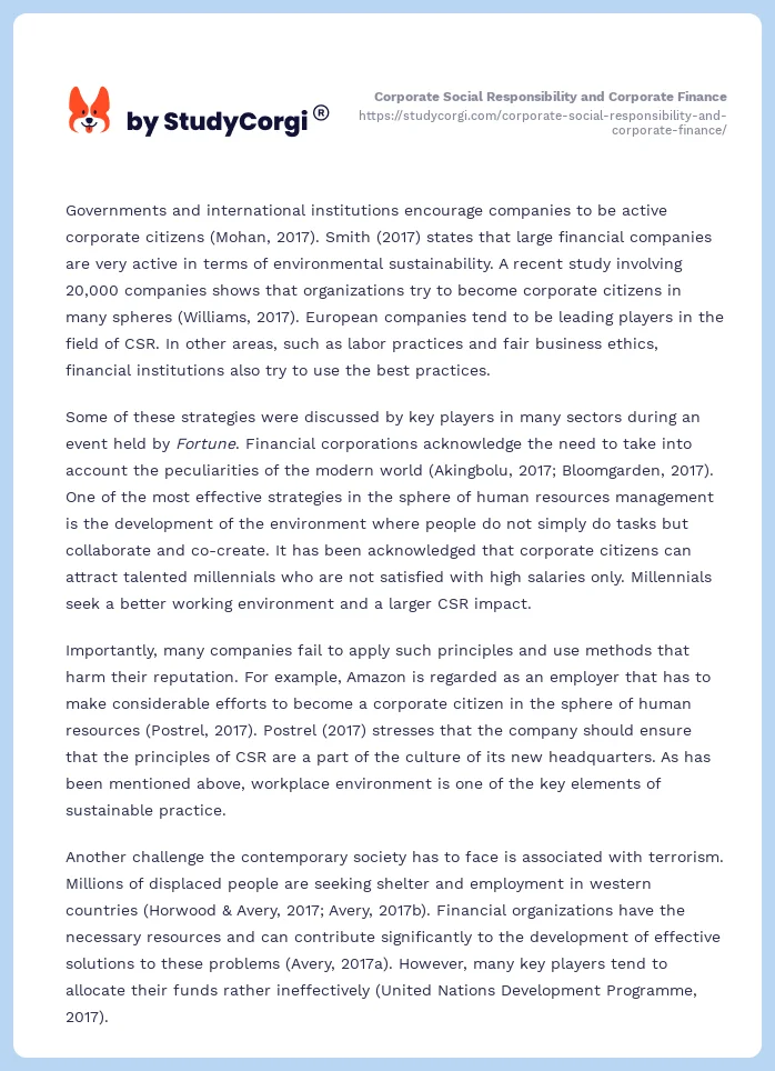 Corporate Social Responsibility and Corporate Finance. Page 2