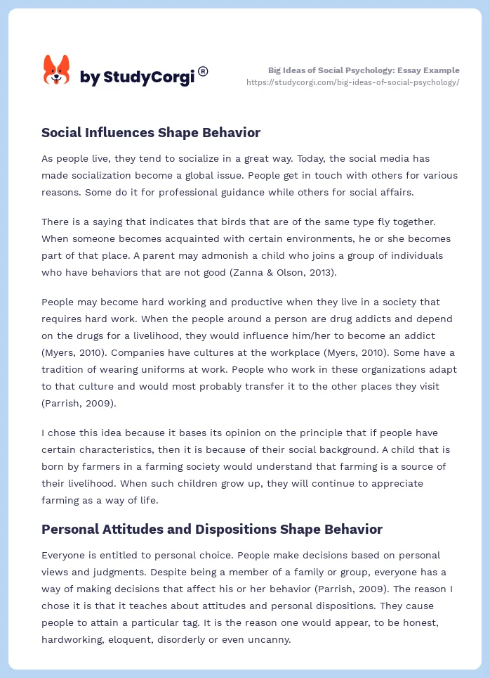 Big Ideas of Social Psychology: Essay Example. Page 2
