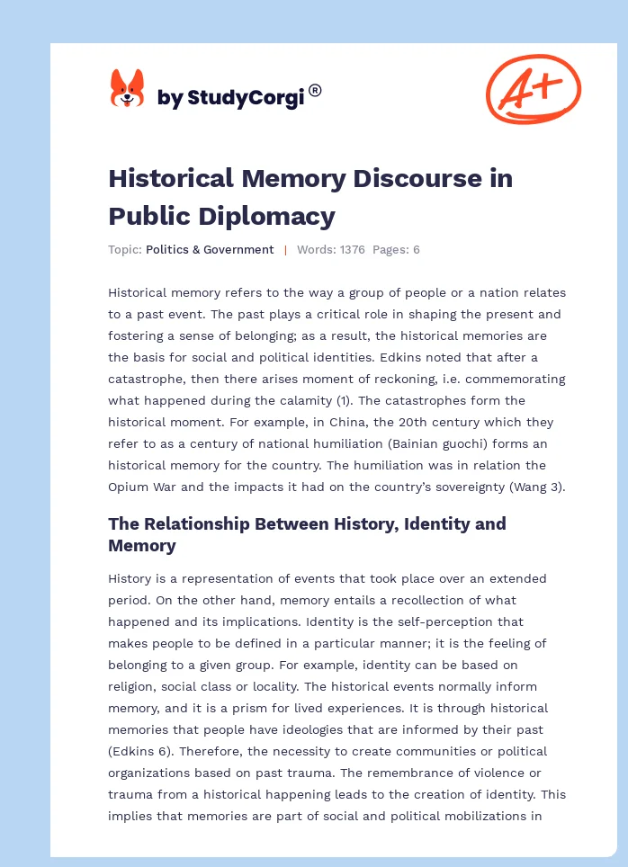 Historical Memory Discourse in Public Diplomacy. Page 1