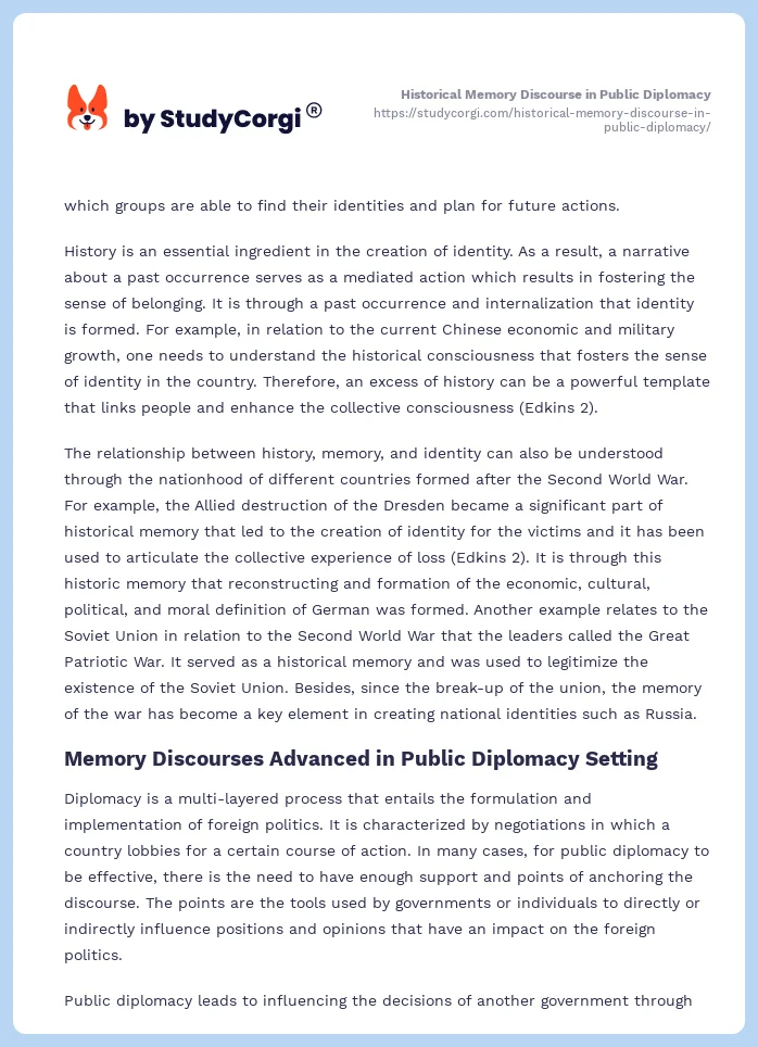 Historical Memory Discourse in Public Diplomacy. Page 2