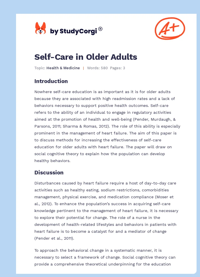 Self-Care in Older Adults. Page 1