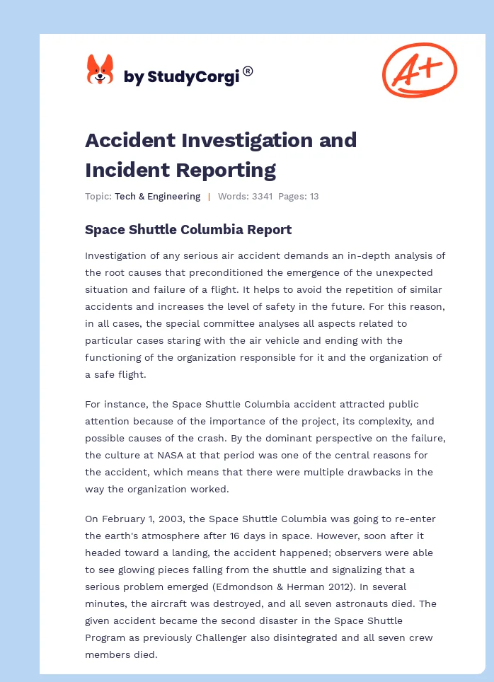 Accident Investigation and Incident Reporting. Page 1