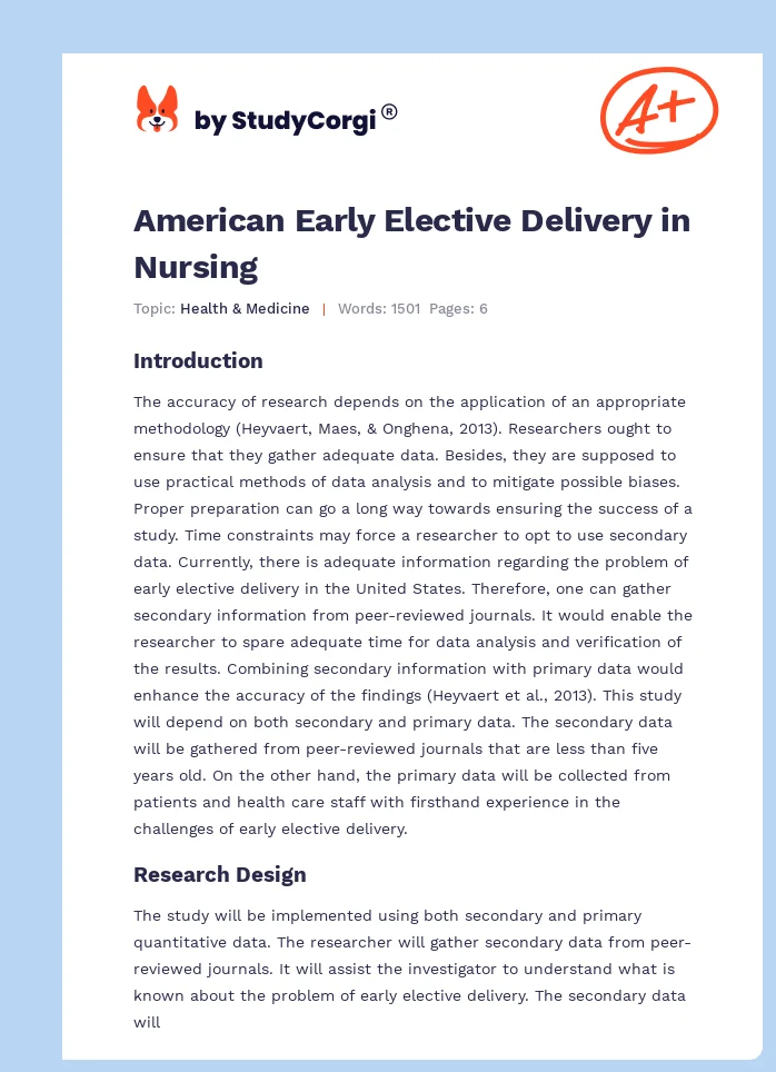 American Early Elective Delivery in Nursing. Page 1