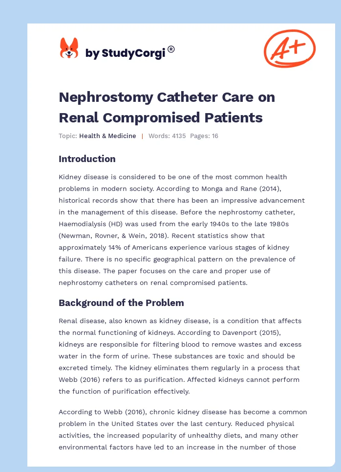 Nephrostomy Catheter Care on Renal Compromised Patients. Page 1