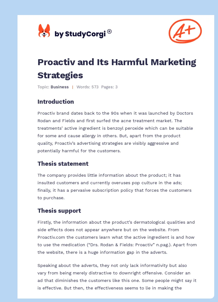 Proactiv and Its Harmful Marketing Strategies. Page 1