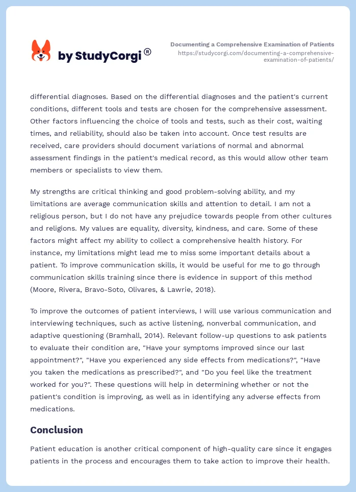 Documenting a Comprehensive Examination of Patients. Page 2