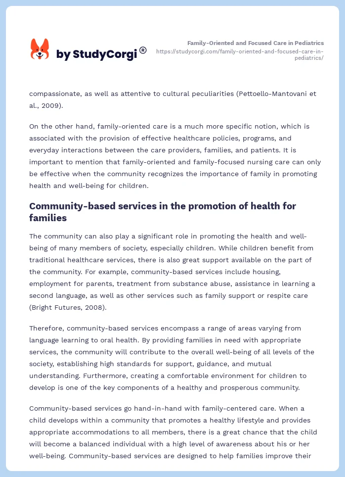 Family-Oriented and Focused Care in Pediatrics. Page 2