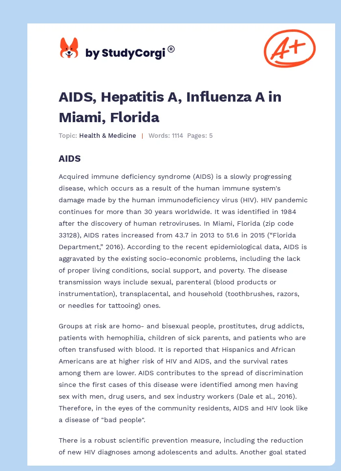AIDS, Hepatitis A, Influenza A in Miami, Florida. Page 1