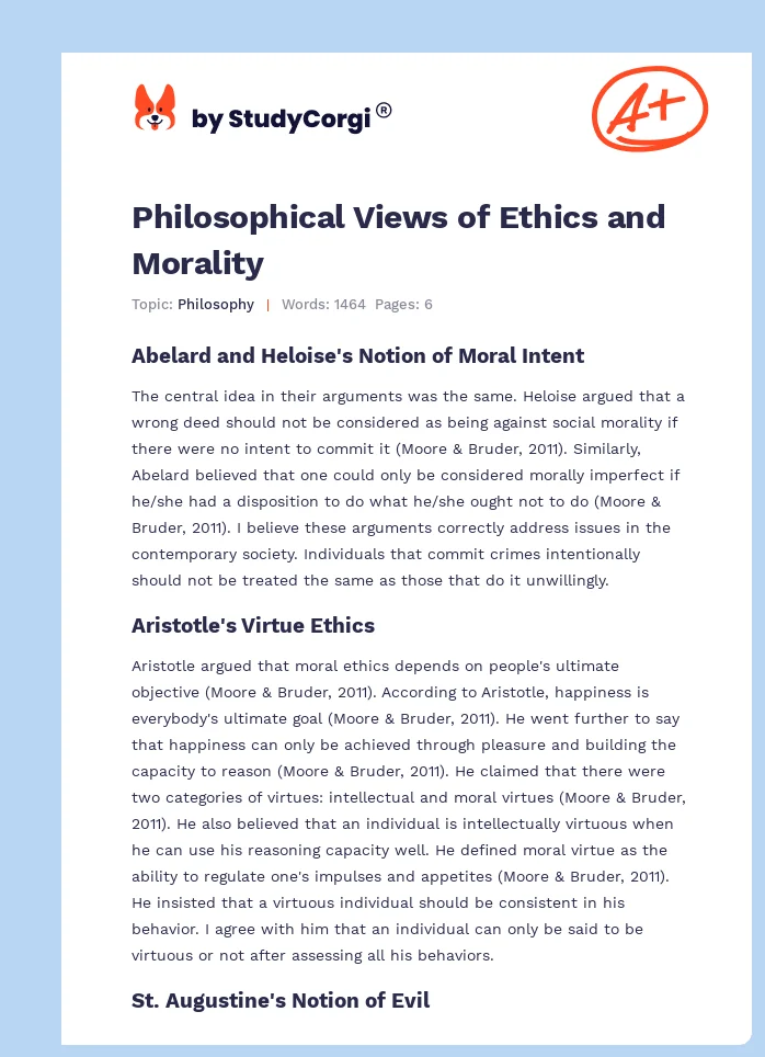 Philosophical Views of Ethics and Morality. Page 1