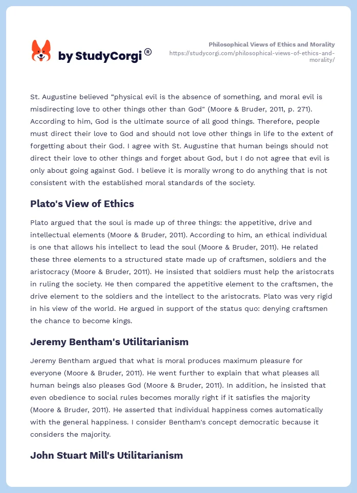 Philosophical Views of Ethics and Morality. Page 2
