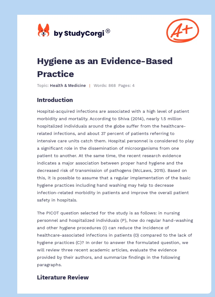 Hygiene as an Evidence-Based Practice. Page 1