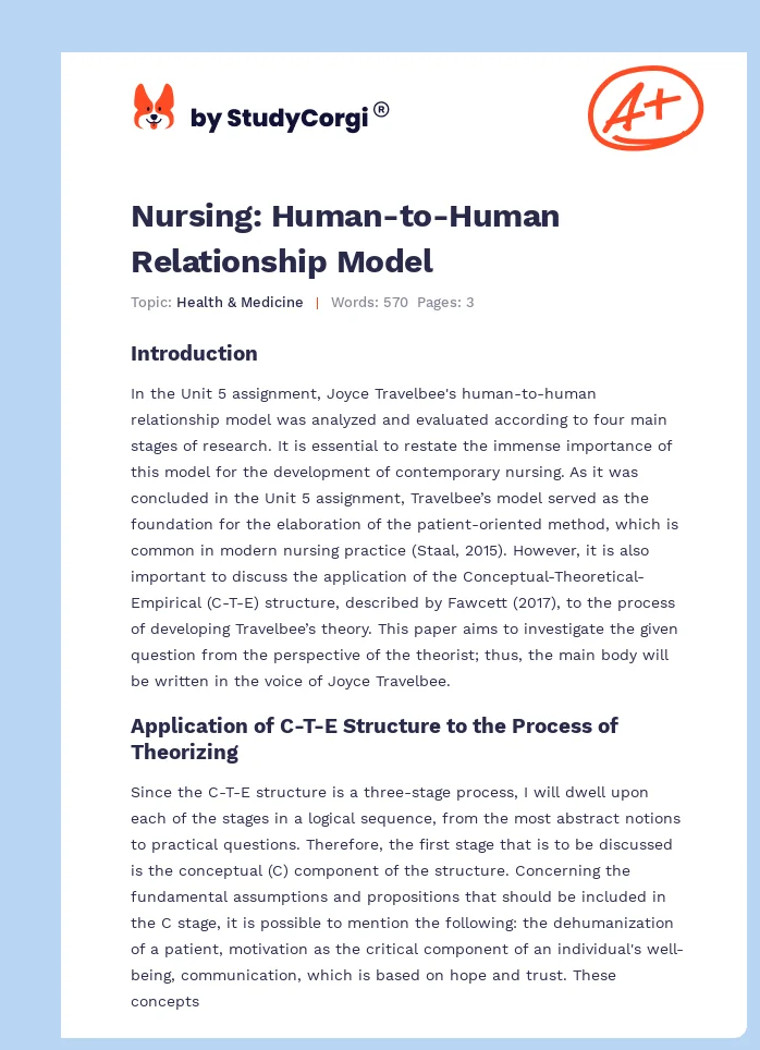 Nursing: Human-to-Human Relationship Model. Page 1
