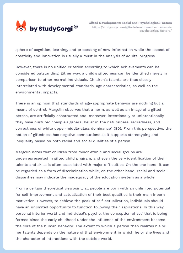 Gifted Development: Social and Psychological Factors. Page 2