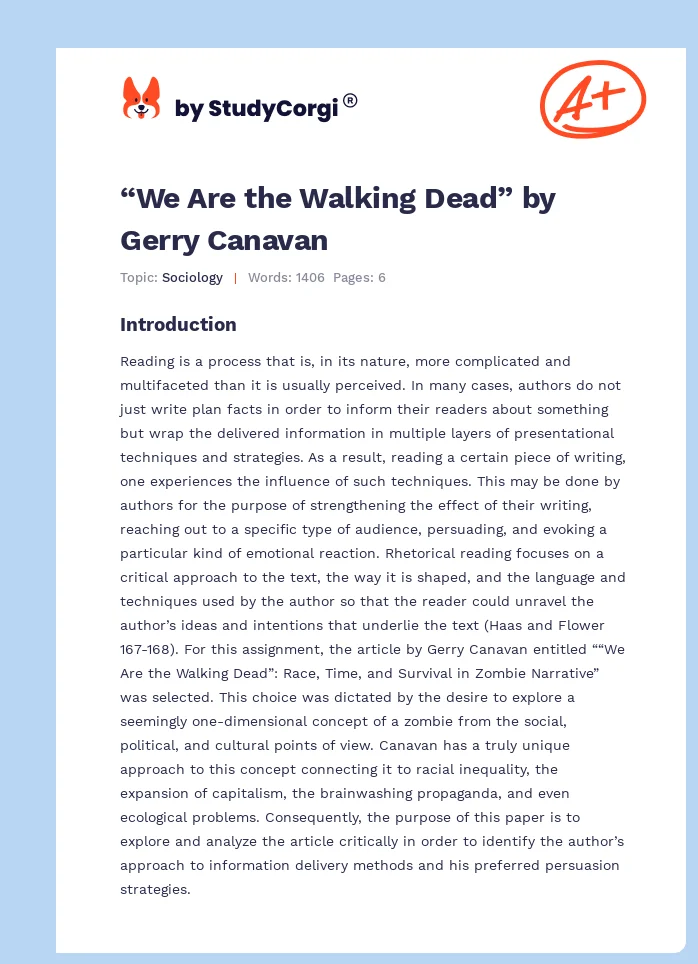 “We Are the Walking Dead” by Gerry Canavan. Page 1