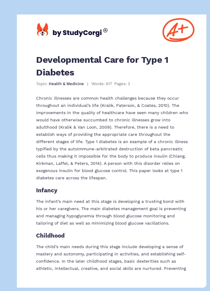 Developmental Care for Type 1 Diabetes. Page 1