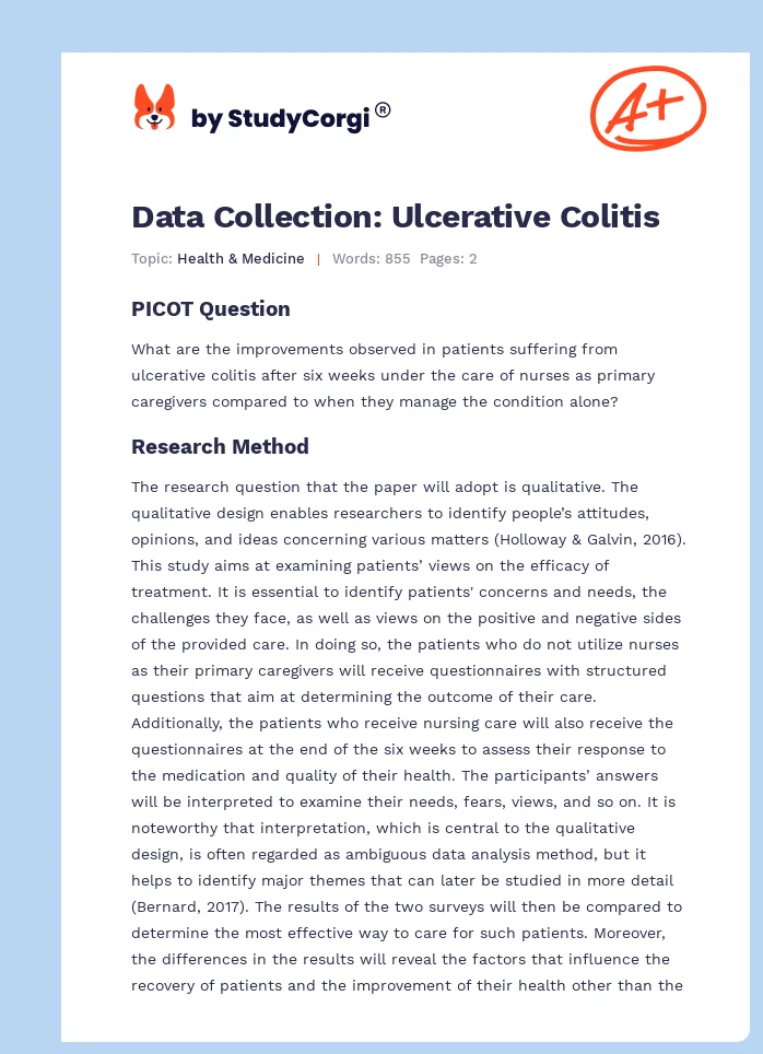Data Collection: Ulcerative Colitis. Page 1